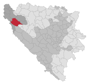 Lage der Gemeinde Bosanski Petrovac in Bosnien und Herzegowina (anklickbare Karte)