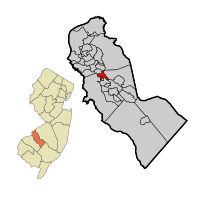 Somerdale highlighted in Camden County. Inset: Location of Camden County in New Jersey.