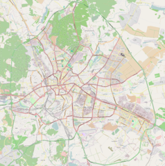 Mapa konturowa Charkowa, u góry znajduje się punkt z opisem „Hartron”