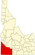 Map of Idaho highlighting Owyhee County