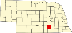 Map of Nebraska highlighting Clay County