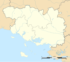 Mapa konturowa Morbihan, po lewej znajduje się punkt z opisem „Guidel”
