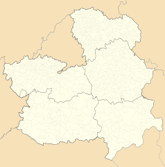 Mapa konturowa Kastylii-La Manchy, na dole znajduje się punkt z opisem „Cózar”