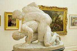Luchadores, copia en los Uffizi.