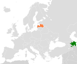 Map indicating locations of Azerbaijan and Latvia