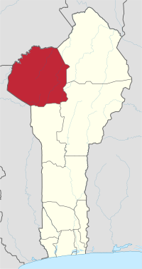 Map highlighting the Atakora Department