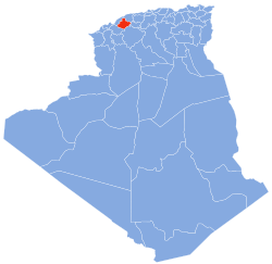 Map of Algeria highlighting Relizane Province