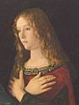 Giovanni Bellini: Madonna mit Kind und zwei Heiligen (Detail), um 1490, Ölgemälde