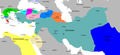 Ptolemaic dynasty of Macedonia (281-279 BC), Seleucid Empire (312-63 BC), Ptolemaic Kingdom (305-30 BC) and Maurya Empire (322-184 BC) in 281 BC.