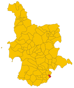 Lokasi Baradili di Provinsi Oristano