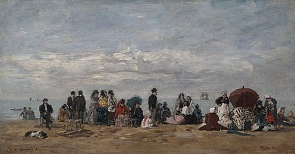 La Plage à Trouville, 1871 Eugene Boudin