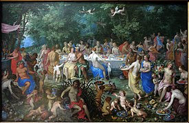 Les Noces de Thétis et de Pélée avec Apollon et le Concert des Muses ou Le Festin des Dieux. Figures de Van Balen, paysages de Jan I Brueghel, vers 1618, Paris, Musée du Louvre.