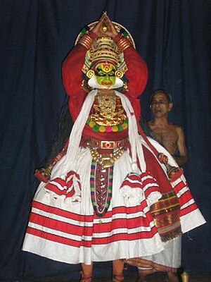 Une représentation de Kathakali en Inde