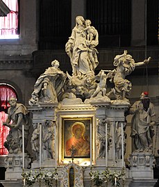 High altar with the holy icon of Panagia Mesopantitissa