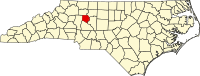 Map of Severna Karolina highlighting Davie County