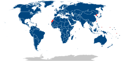 Az Interpol tagállamai (kék színnel jelölve)
