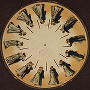 Disque de phénakistiscope réalisé par Eadweard Muybridge (1893).