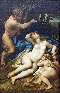 Sátiro, Venus y Cupido, de Correggio.