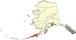 State map highlighting Aleutians East Borough