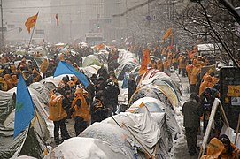 Мітингувальники на Хрещатику