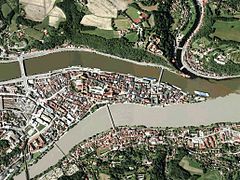 Ilz, Donau und Inn (von oben (= Nord) nach unten) in Passau