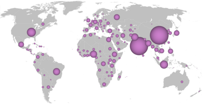 Carte des pays par population