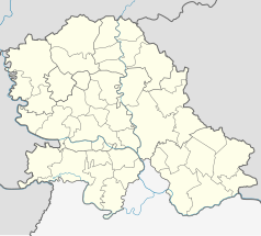 Mapa konturowa Wojwodiny, u góry nieco na lewo znajduje się punkt z opisem „Subotica”