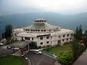 Sikkim Legislative Assembly in Gangtok. Fog is common in Gangtok.