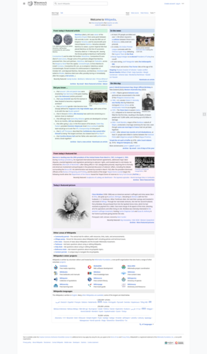 The Main Page of the English Wikipedia running MediaWiki 1.36