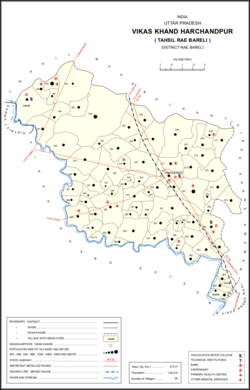 Map showing Alipur Khalsa (#255) in Harchandpur CD block