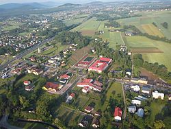 Letecký pohled na centrum obce