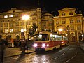 Place de Malá Strana et les tramways de Prague.