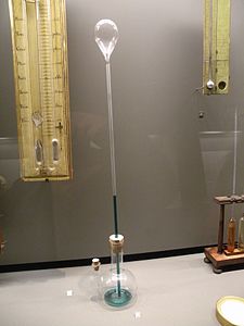 Montage de principe du thermoscope de Galilée Musée des Arts et Métiers, Paris.