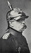 Tysklands første kansler Otto von Bismarck (1815-1898) bar moteriktig «hvalrossbart» som signaliserte autoritet og manndom. På hodet bærer han tysk pigghjelm.