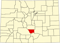 Locatie van Custer County in Colorado