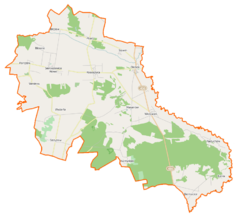Mapa konturowa gminy Sieroszewice, blisko centrum na dole znajduje się punkt z opisem „Niwa”
