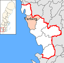 Varbergs kommuns läge i Hallands län