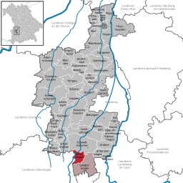 Läget för Hiltenfingen i Landkreis Augsburg