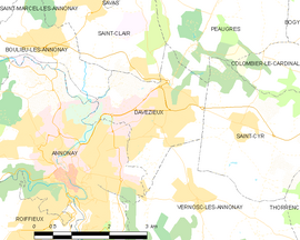 Mapa obce Davézieux