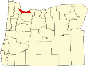 Map of Oregon highlighting Multnomah County