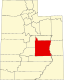 Harta statului Utah indicând comitatul Emery