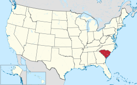 Localização da Carolina do Sul nos Estados Unidos