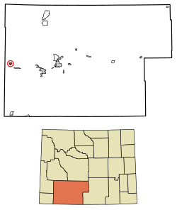 Location of Granger in Sweetwater County, Wyoming.