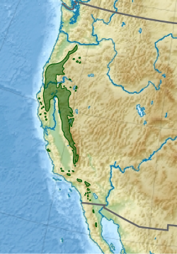 Distribución natural de Calocedrus decurrens.