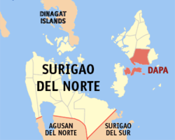 Map of Surigao del Norte with Dapa highlighted
