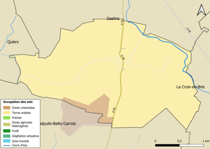 Carte des infrastructures et de l'occupation des sols en 2018 (CLC) de la commune.