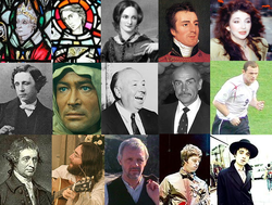 1. sor: Aidan of Lindisfarne, Szent Kolumba, Charlotte Brontë, Arthur Wellesley, Kate Bush 2. sor: Lewis Carroll, Peter O’Toole, Alfred Hitchcock, Sean Connery, Wayne Rooney 3. sor: Edmund Burke, John Lennon, Anthony Hopkins, Noel Gallagher, Pete Doherty