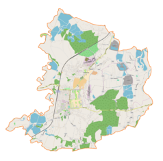 Mapa konturowa gminy Brzeszcze, blisko centrum u góry znajduje się punkt z opisem „Brzeszcze Kopalnia”