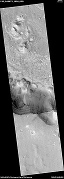 Wide view of layers in a depression near Shalbatana Vallis, as seen by HiRISE under HiWish program