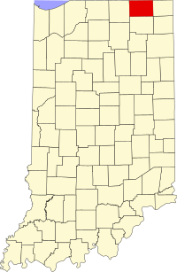 Map of Indijana highlighting LaGrange County